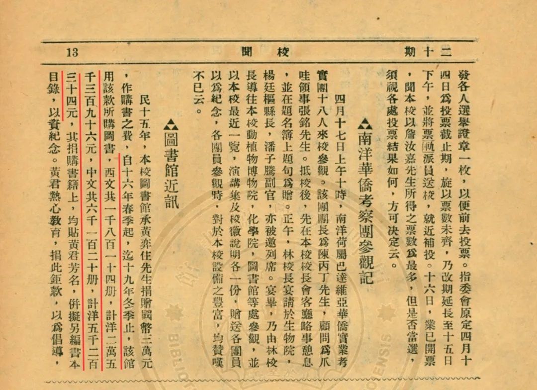 3、▲《计算胜平负计算器周刊》1931年第256期记载黄奕住捐款购书信息.jpg